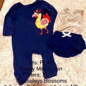 B/G Twin Thanksgiving Matching Outfits Split Sizes